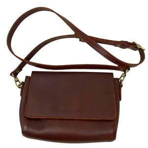 Portland Leather Goods Leather Crossbody Purse Handbag Classic Minimalist Brown